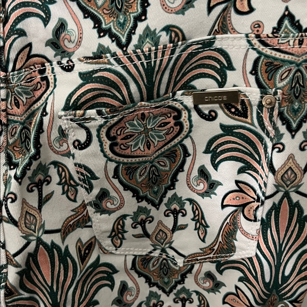 CHICOS Multicolor Patterned Chinos - Picture 4 of 7